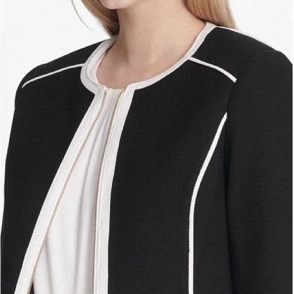 Calvin Klein Women's Contrast Trim Jacket Black Size 4, Black/White, - Picture 4 of 10